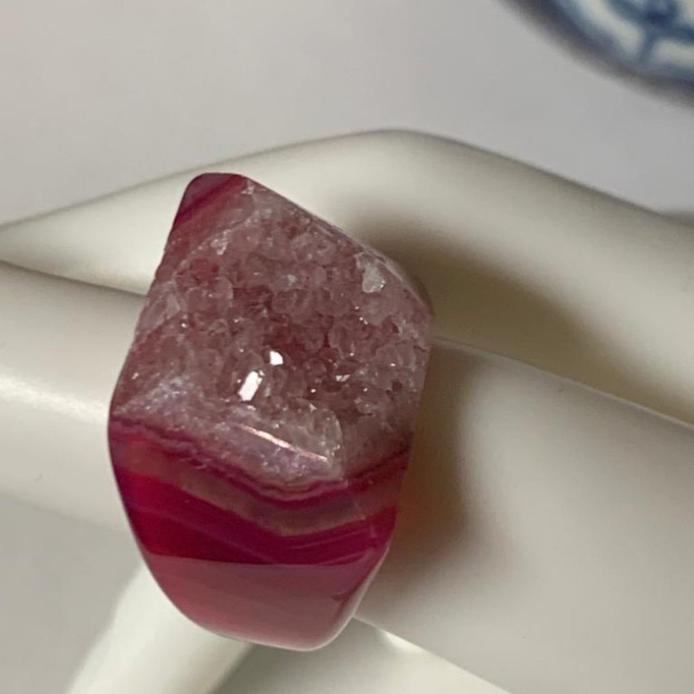 Banded Druzy Agate Ring SZ 6